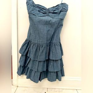 Strapless denim style dress. Size small. Brand new with tags.